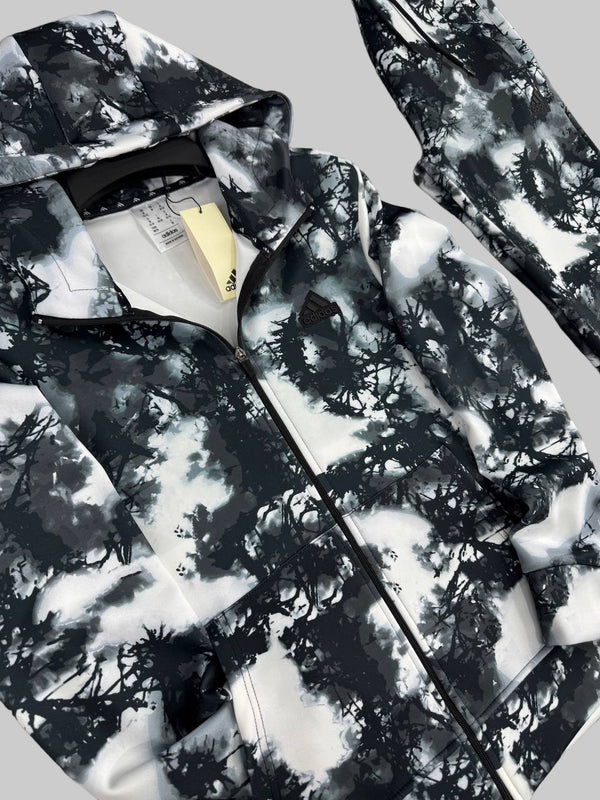 Męski dres Adidas, biało-czarny z efektem rozprysku