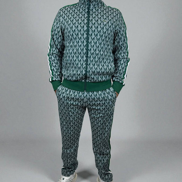 Dres męski Lacoste, żakardowy monogram, zielony. Jakość premium