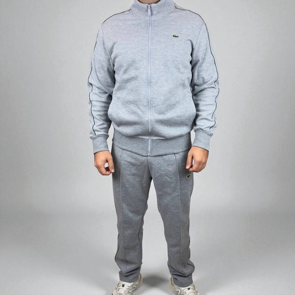 Dres męski Lacoste, klasyczny szary z zielonymi paskami i prostymi nogawkami