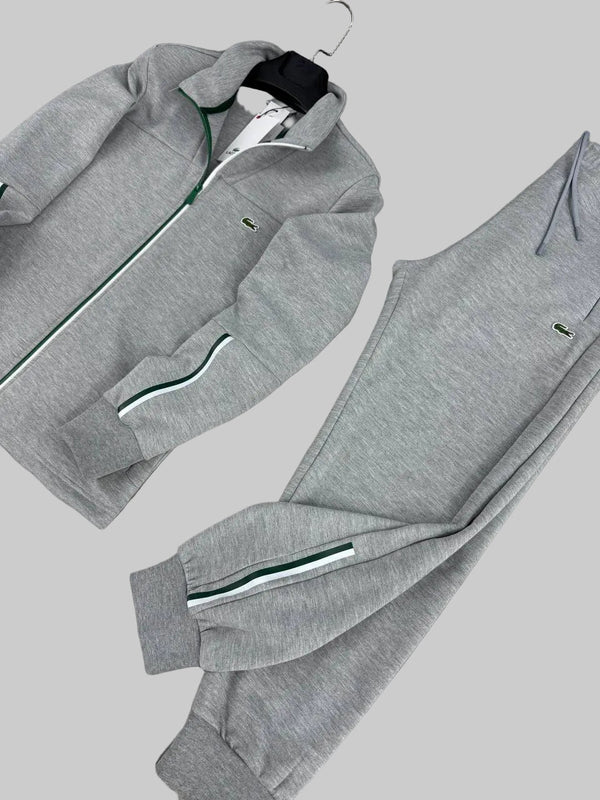 Męski dres Lacoste, szary, spodnie zwężane z mankietami