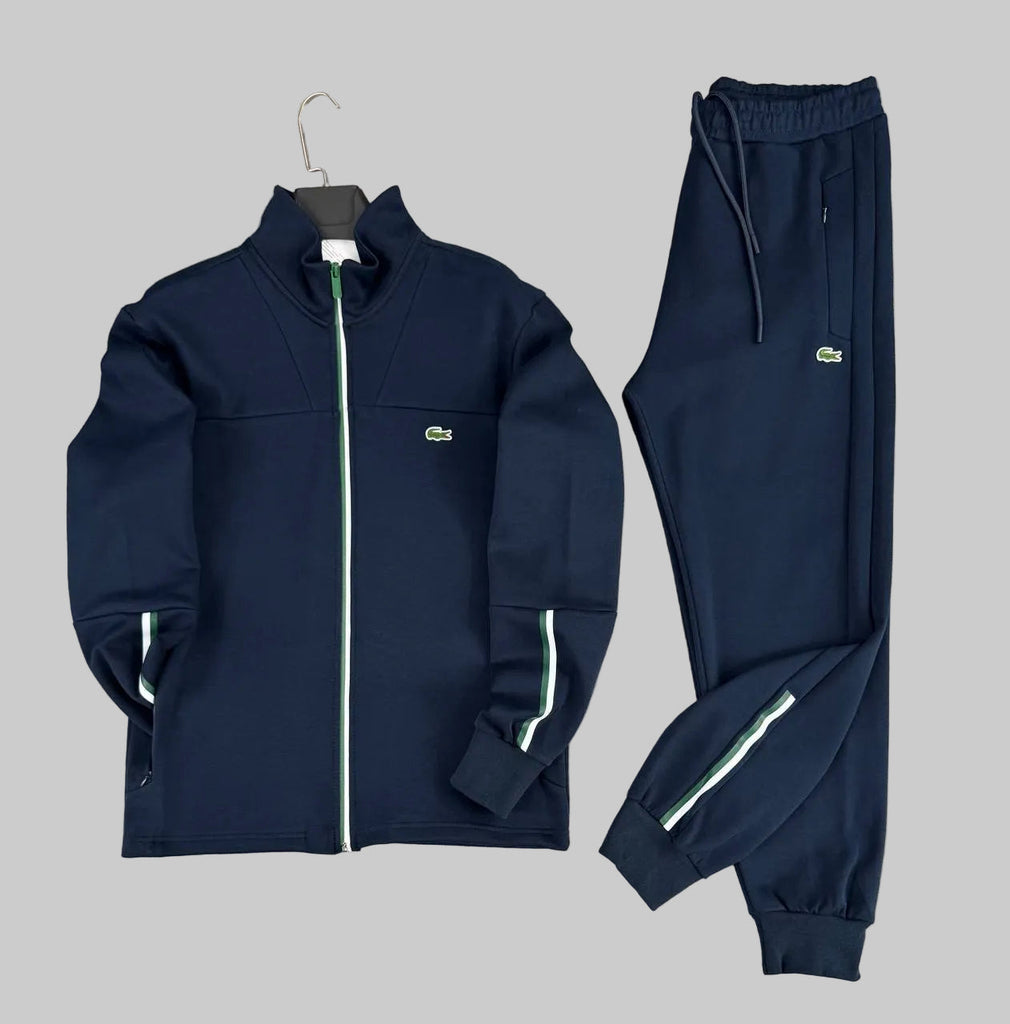 Męski dres Lacoste, granatowy, spodnie zwężane z mankietami