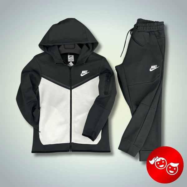 Nike Tech Fleece dziecięcy dres, grafitowy i biały. Premium jakość
