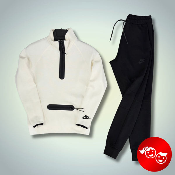 Dres dziecięcy Nike Tech Fleece, biało-czarny. Model 2024. Jakość premium