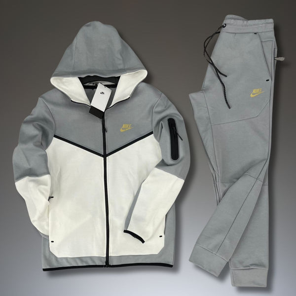 Męski dres Nike Tech Fleece, biały i szary. Najwyższa jakość