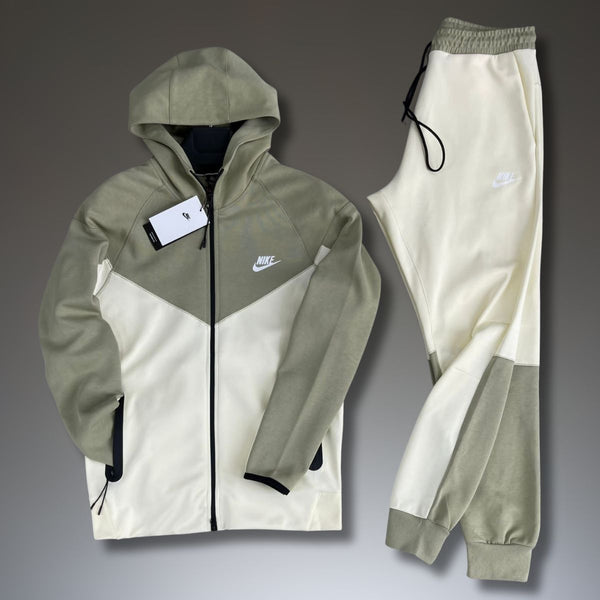 Męski dres Nike Tech Fleece, oliwkowozielony i beżowy. Model 2023. Najwyższa jakość