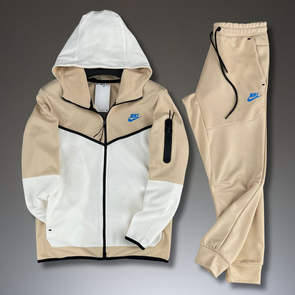 Męski dres Nike Tech Fleece, beżowy i biały. Najwyższa jakość
