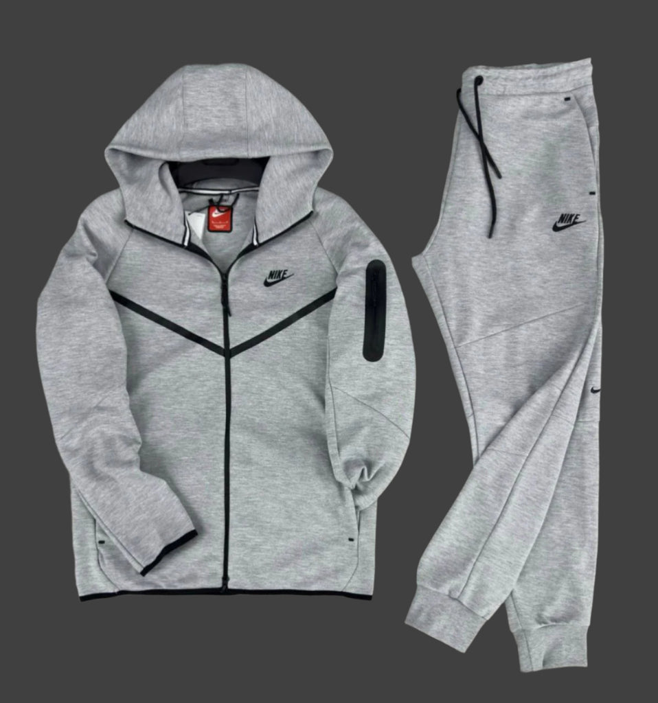 Męski komplet sportowy Nike Tech Fleece, klasyczna szarość. Model 2024. Jakość premium.