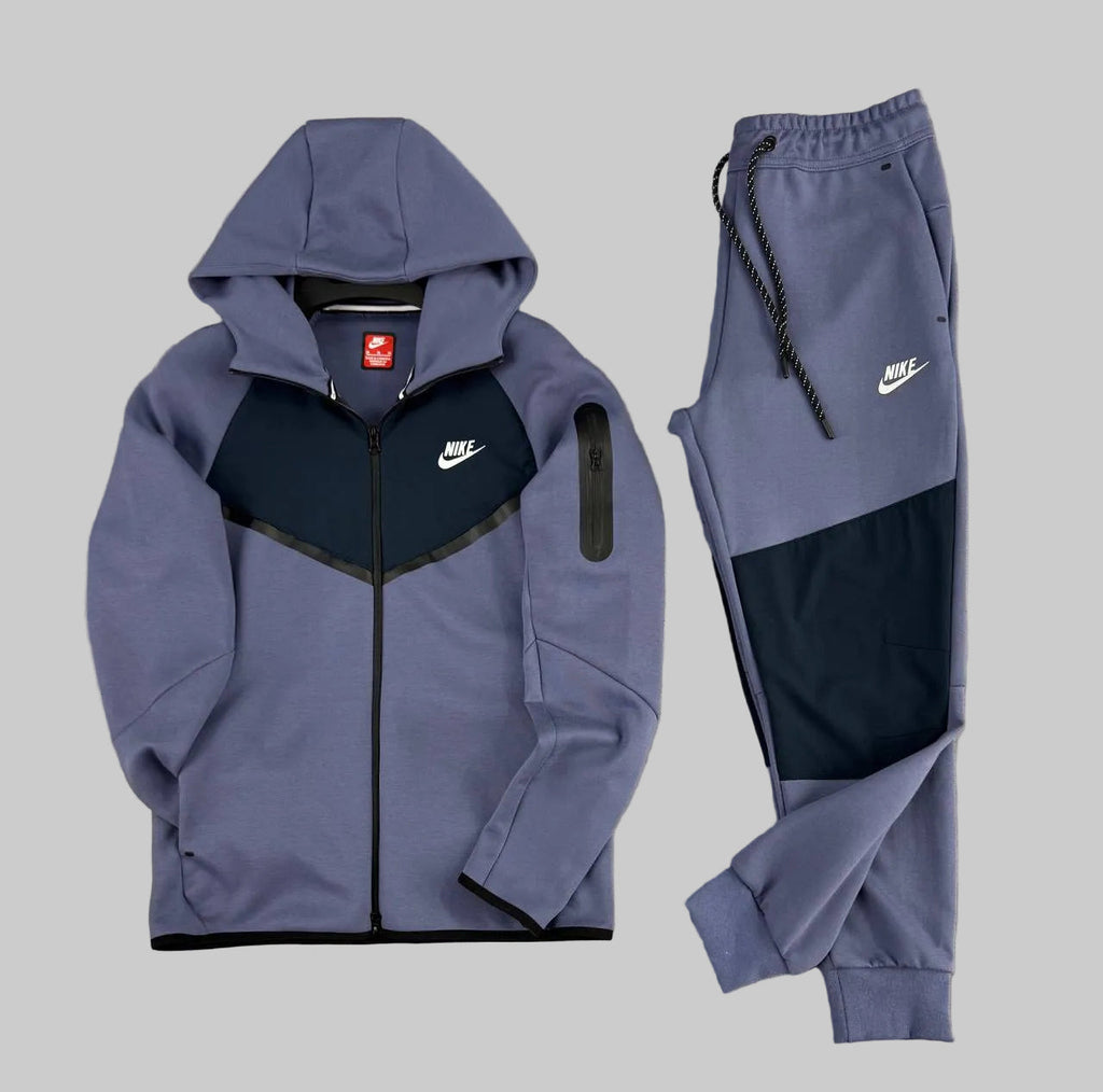 Męski dres Nike Tech Fleece, niebiesko-szary i granatowy