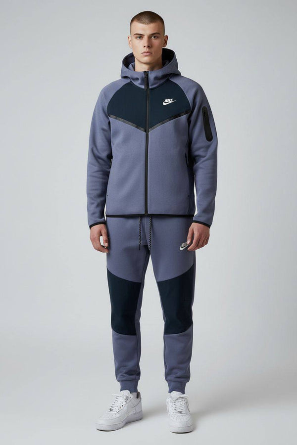 Męski dres Nike Tech Fleece, niebiesko-szary i granatowy