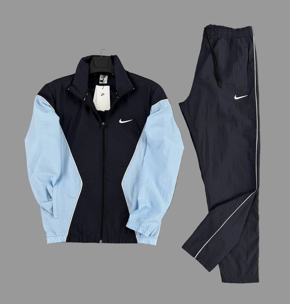Męski dres Nike, czarny i jasnoniebieski – materiał wodoodporny