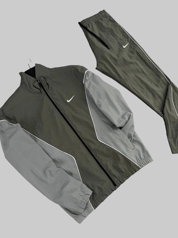 Męski dres Nike, beżowy i oliwkowozielony – materiał wodoodporny