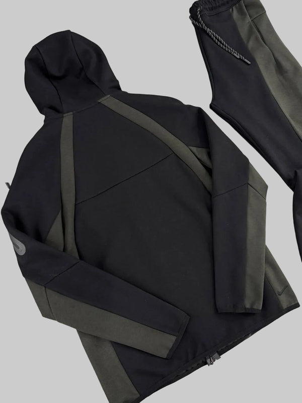 Męski dres Nike, w kolorze czarnym i ciemnym oliwkowo-brązowym