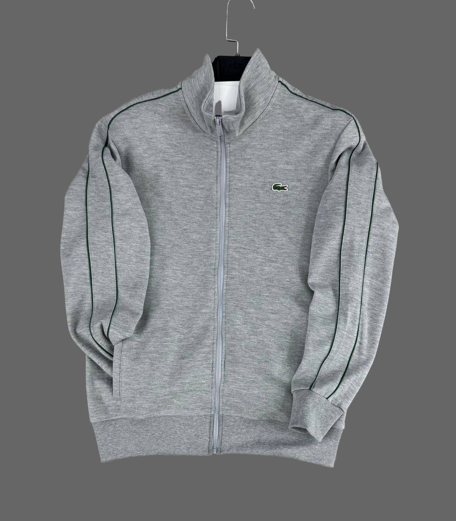 Męska bluza Lacoste, klasyczna szara z zielonymi liniami