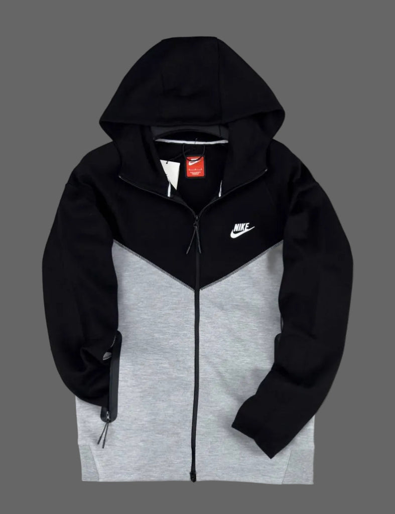 Męska bluza z kapturem Nike Tech Fleece na zamek, czarno-szara