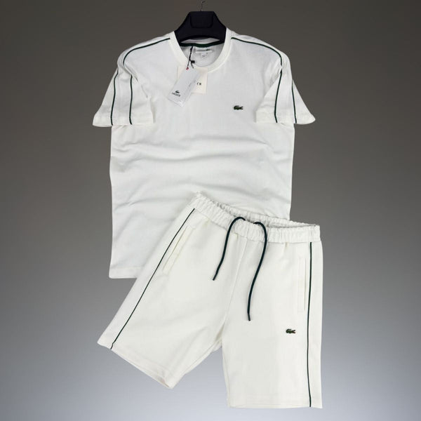 Lacoste męski zestaw ze spodenkami, biały. Jakość premium