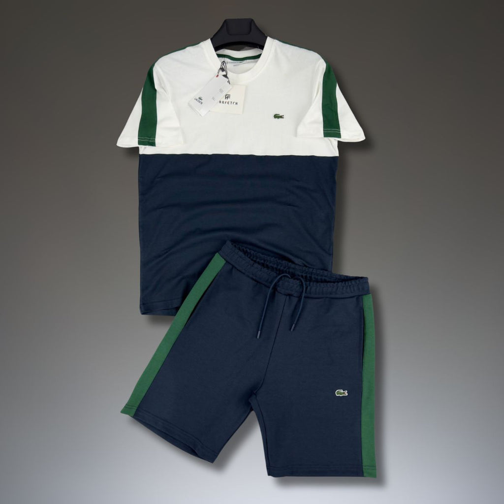 Lacoste męski zestaw ze spodenkami, biały - ciemnoniebieski - zielony. Jakość premium