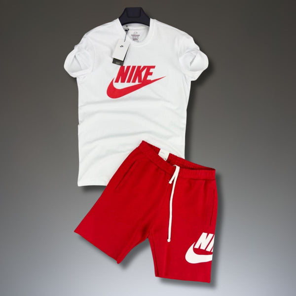 Komplet męski Nike z szortami, czerwony. Factory outlet