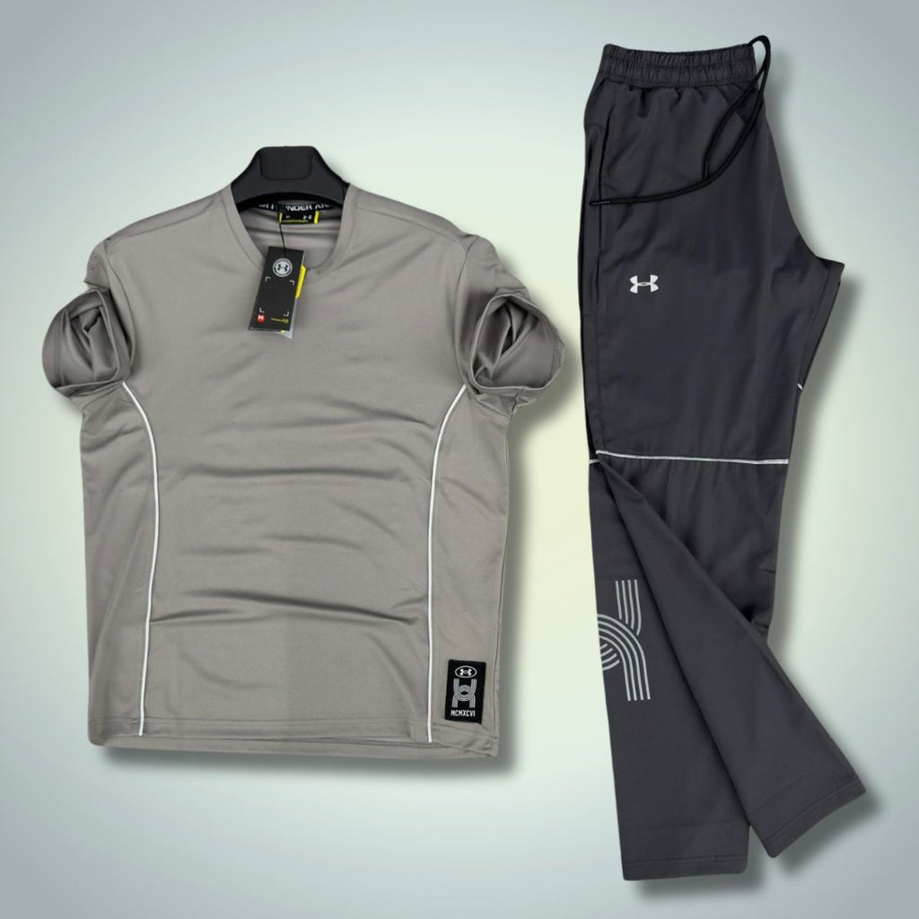 Komplet letni męski Under Armour, szary - czarny. Premium jakość