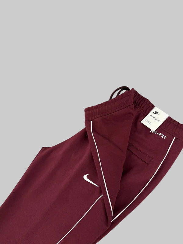 Męskie spodnie dresowe Nike, bordowe z dwiema białymi paskami