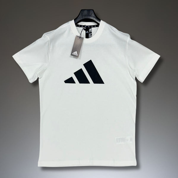 Męska koszulka Adidas, biała, czarne logo. Najwyższa jakość