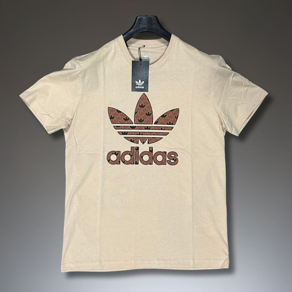 Męska koszulka Adidas, beżowa, klasyczne logo. Najwyższa jakość.