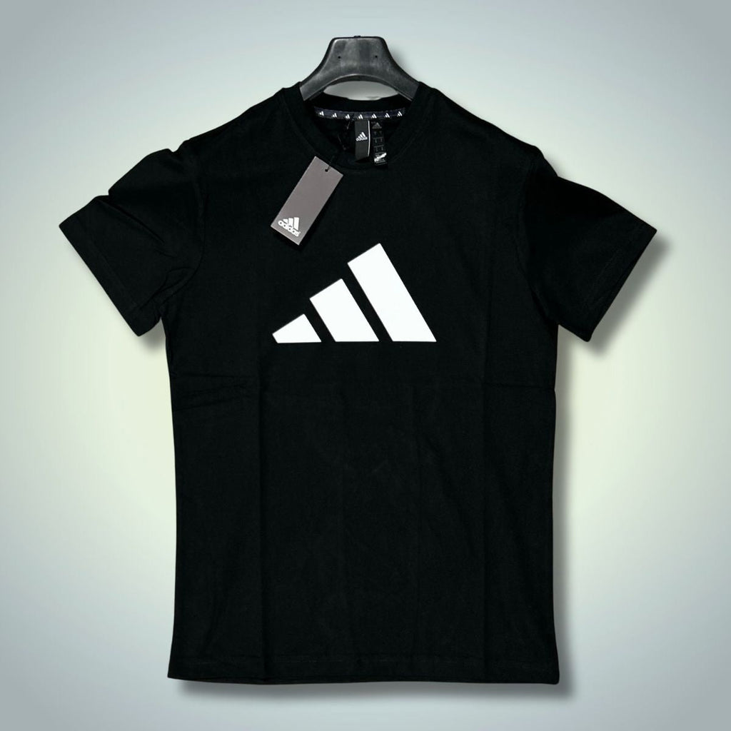 Męska koszulka Adidas, czarna, białe logo. Najwyższa jakość