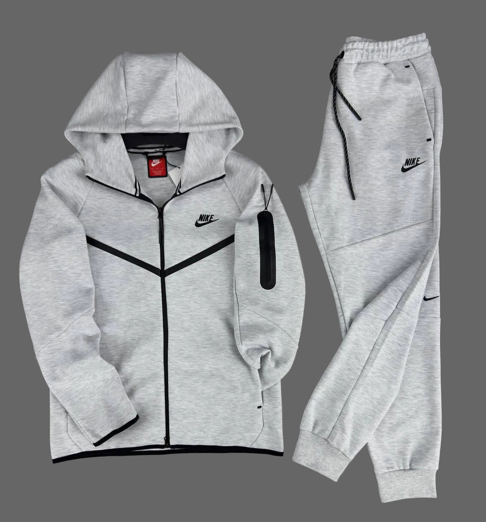 Męski komplet sportowy Nike Tech Fleece, jasny klasyczna szarość. Model 2024. Jakość premium.