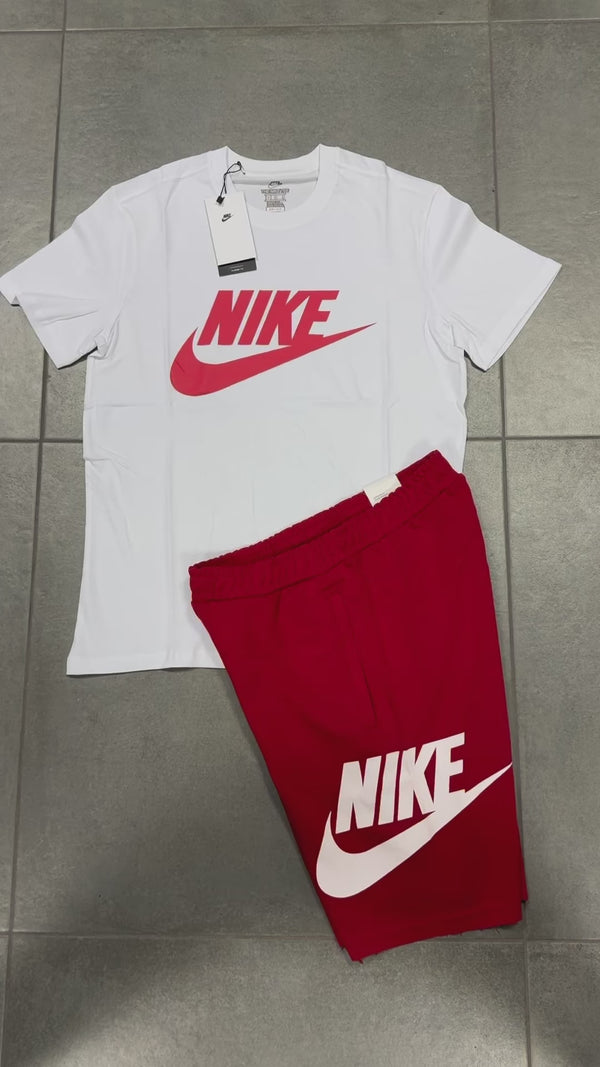 Komplet męski Nike z szortami, czerwony. Factory outlet