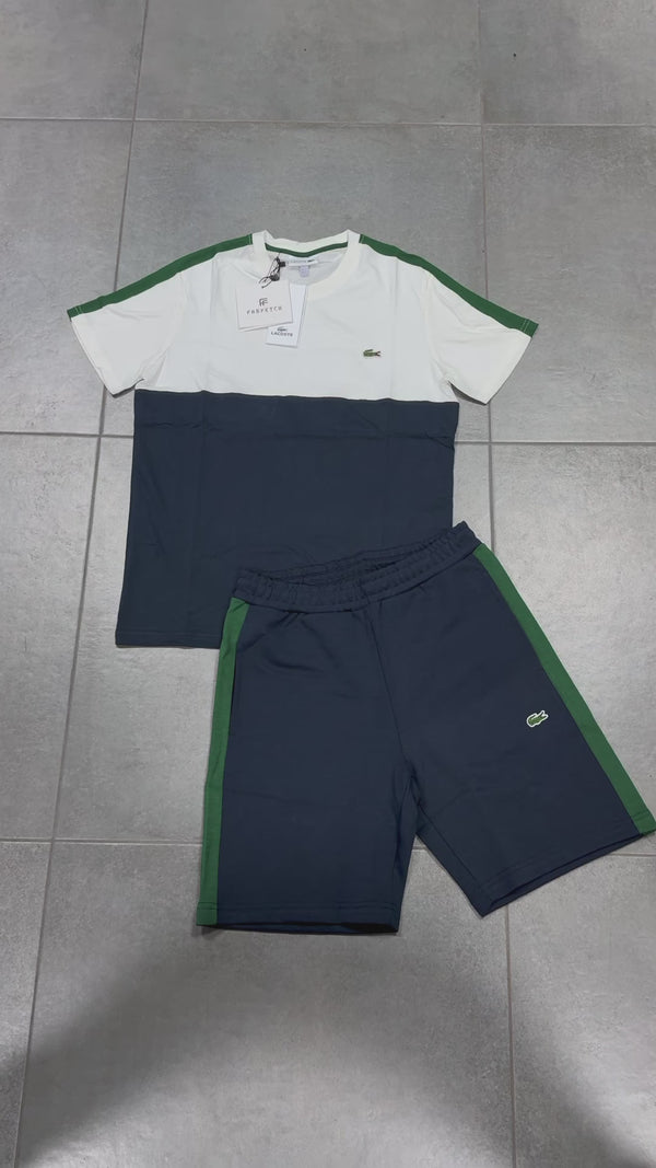 Lacoste męski zestaw ze spodenkami, biały - ciemnoniebieski - zielony. Jakość premium