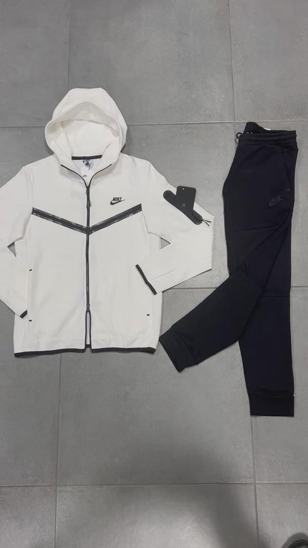 Nike Tech Fleece męski dres, biały i czarny. Wysoka jakość